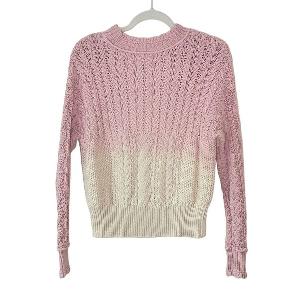 Anthropologie Cotton Ombre Cable Knit Pullover Sweater Pink Med. #VV - Picture 2 of 8